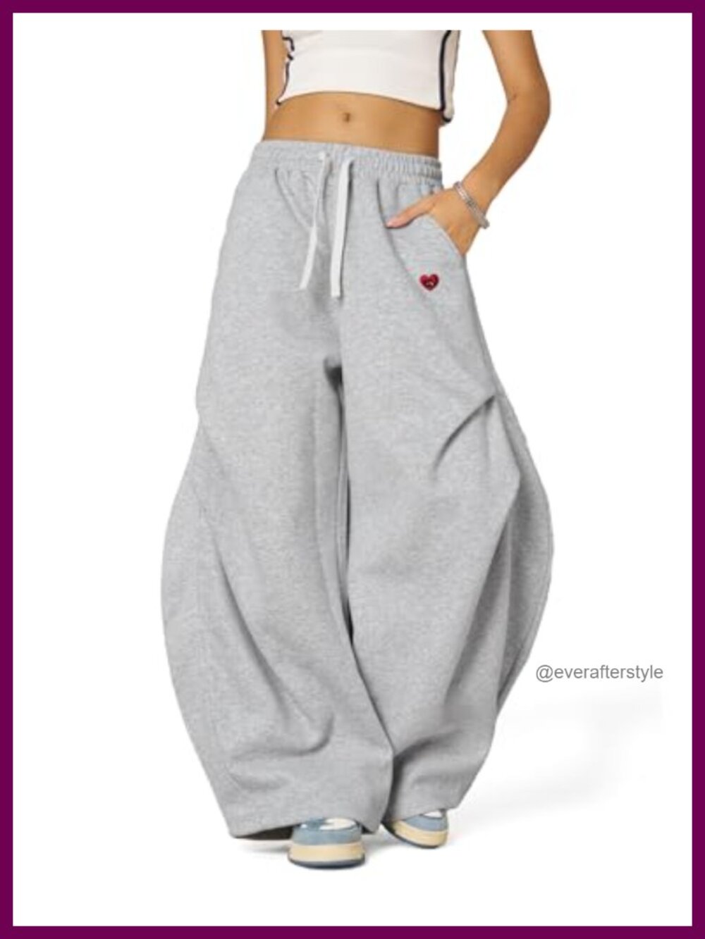 Wide Leg Wrinkle Barrel Sweatpants Drawstring Elastic Waist Lounge Pants